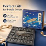 Nine Linked Rings （China Ring） 30-piece Gift Box of Chinese Ring Puzzle Brain Teaser Metal Disentanglement Puzzles