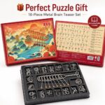Nine Linked Rings （China Ring） 18-piece Gift Box Set of Chinese Ring Puzzle Brain Teasers