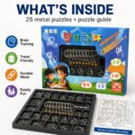 Nine Linked Rings （China Ring） 25-Piece Brain Teaser Metal Puzzle Set Gift Box