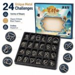 Puzzle Lock 24-Piece Metal Brain Teaser Puzzle Set Gift Box