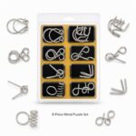 Puzzle Lock 8-Piece Set A of Brain Teaser Metal Puzzles with Blister Pack