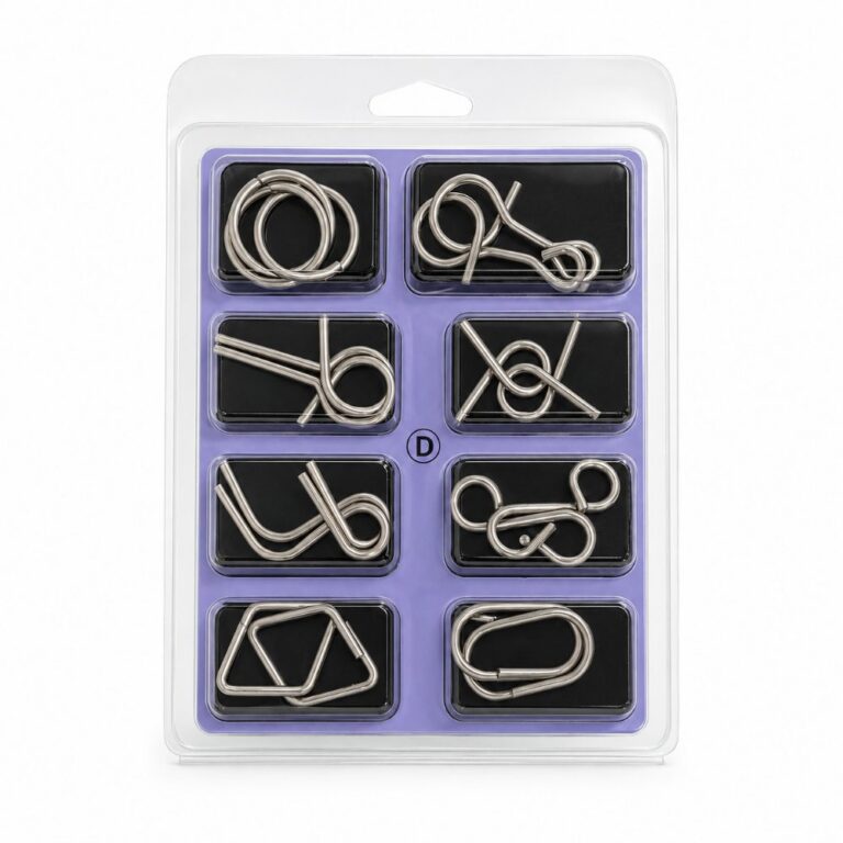 Puzzle Lock 8-Piece Set D of Intellectual Unlocking Puzzle Blister Pack