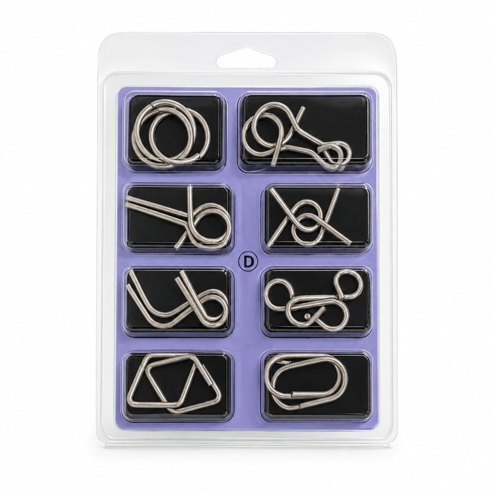 Puzzle Lock 8-Piece Set D of Intellectual Unlocking Puzzle Blister Pack