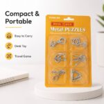 Puzzle Lock 6-Piece Brain Teaser Metal Puzzle Set (Yellow Version)