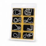 Puzzle Lock 8-Piece Set A of Brain Teaser Metal Puzzles with Blister Pack