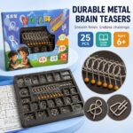 Nine Linked Rings （China Ring） 25-Piece Brain Teaser Metal Puzzle Set Gift Box