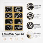 Puzzle Lock 8-Piece Set A of Brain Teaser Metal Puzzles with Blister Pack