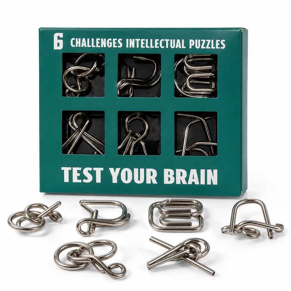 Puzzle Lock 6-in-1 Green Box Brain Teaser Puzzle