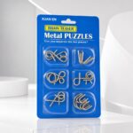Puzzle Lock 6-Piece Intelligence Disentanglement Puzzle Blister Card Set (Blue Version)