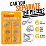 Puzzle Lock 6-Piece Brain Teaser Metal Puzzle Set (Yellow Version)