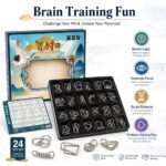 Puzzle Lock 24-Piece Metal Brain Teaser Puzzle Set Gift Box