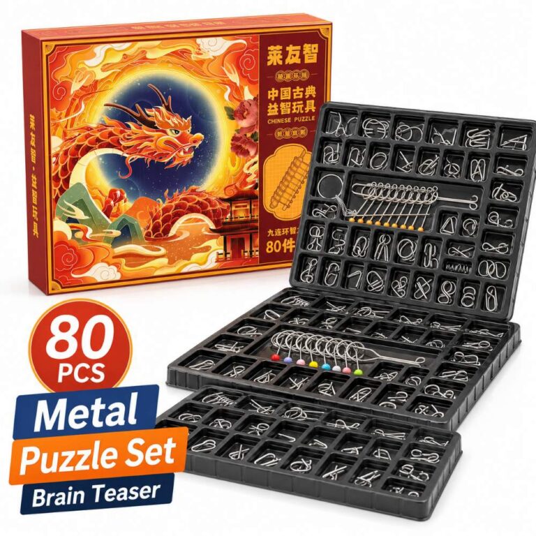 Nine Linked Rings （China Ring） 80-Piece Gift Set of Nine Linked Rings Brain Teaser Puzzles