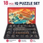 Nine Linked Rings （China Ring） 18-piece Gift Box Set of Chinese Ring Puzzle Brain Teasers