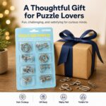 Puzzle Lock 8-Piece Green Set of Brain Teaser Metal Puzzles with Blister Card Packaging