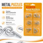Puzzle Lock 6-Piece Brain Teaser Metal Puzzle Set (Yellow Version)