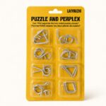 Puzzle Lock 8-Piece Yellow Suction Card Brain Teaser Metal Puzzles Set