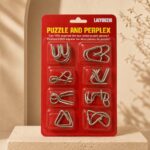 Puzzle Lock 8-piece Red Set of Intellectual Disentangling Puzzle Cards
