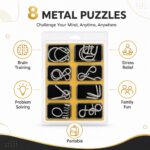 Puzzle Lock 8-Piece Set A of Brain Teaser Metal Puzzles with Blister Pack