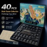 Nine Linked Rings （China Ring） 40-Piece Chinese Ring Puzzle Brain Teaser Set Gift Box