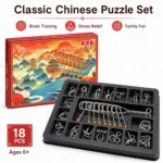 Nine Linked Rings （China Ring） 18-piece Gift Box Set of Chinese Ring Puzzle Brain Teasers