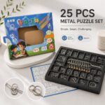 Nine Linked Rings （China Ring） 25-Piece Brain Teaser Metal Puzzle Set Gift Box