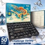 Nine Linked Rings （China Ring） 50-Piece Gift Set of Chinese Ring Puzzle Brain Teasers