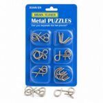 Puzzle Lock 6-Piece Intelligence Disentanglement Puzzle Blister Card Set (Blue Version)