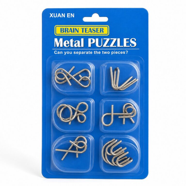 Puzzle Lock 6-Piece Intelligence Disentanglement Puzzle Blister Card Set (Blue Version)