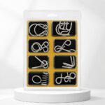 Puzzle Lock 8-Piece Set A of Brain Teaser Metal Puzzles with Blister Pack