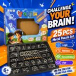 Nine Linked Rings （China Ring） 25-Piece Brain Teaser Metal Puzzle Set Gift Box